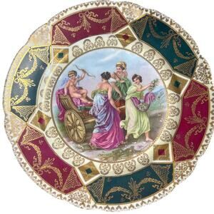 Antique Royal Vienna Beehive Collectors Plate Gold Gilding Classical Austrian